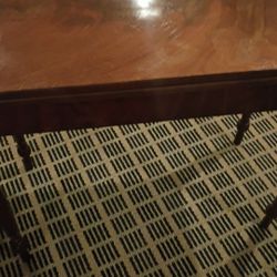 Antique Demilune Game table with green felt top and drawer