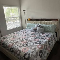 King Mattress Firm + Bedframe with headboard and storage