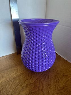 Purple Hobnail Style Reverse "Boppy" Hour Glass Shaped Glass Vase
