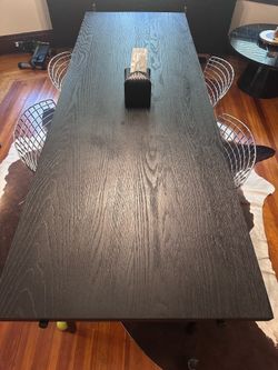 Solid Walnut Wood Dining Table with Four Chairs