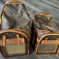 (2) Louis Vuitton Monogram Sac Chien Small Pet Carrier Bags