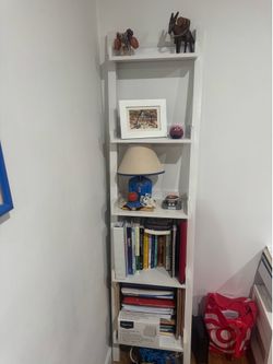 White ladder bookshelf