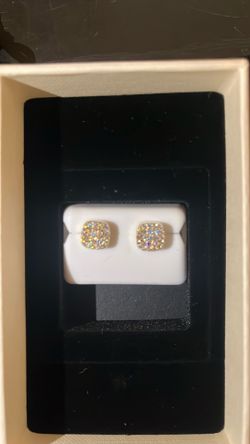 Opal Glitter Square Studs with a gold-tone setting