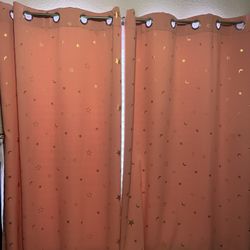 Pink With Gold Stars And Moons Black Out Curtains.