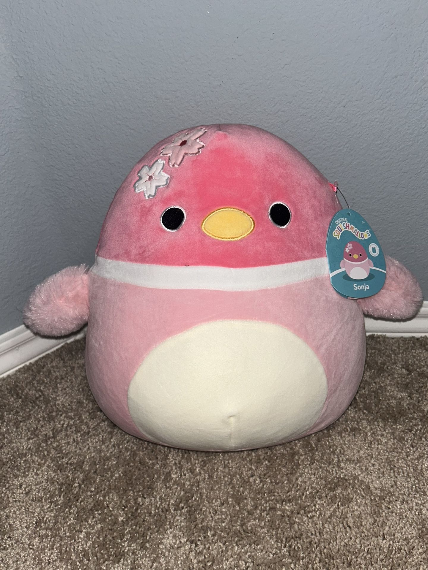 Brand New Squishmallows Sonja the Sakura Duck 12''