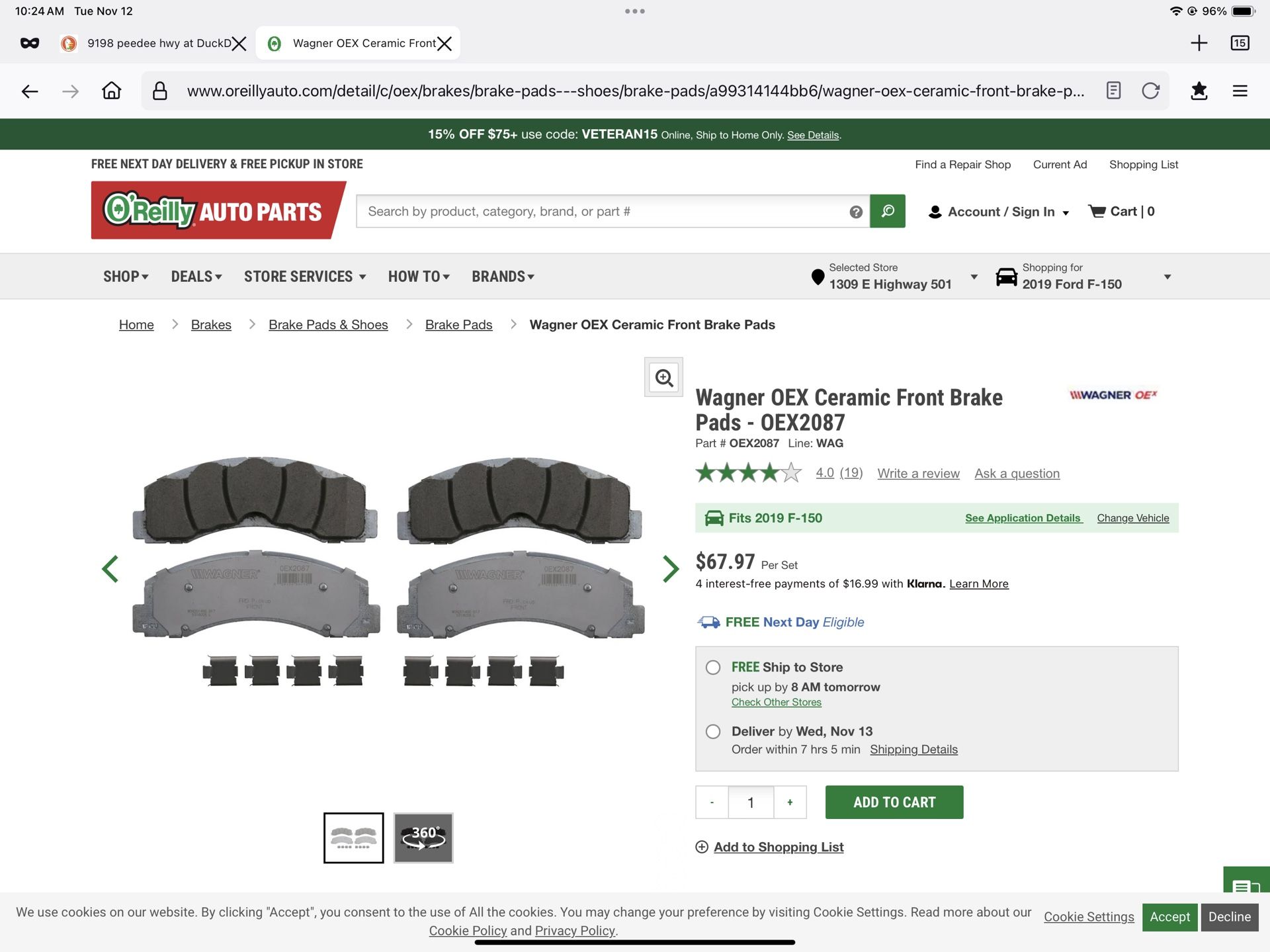 Wagner F150 Front Brake Pads