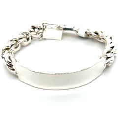 925 Sterling Silver Solid Chino Id Bracelet 13mm 8” 83.80grams 161804 2