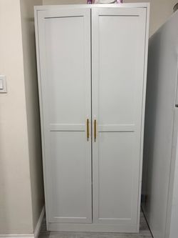 Large White Metal Pantry Storage Cabinet Adjustable Shelves