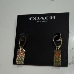 Coach women gold drop earrings 