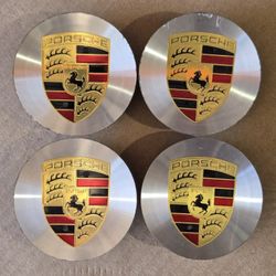 Machined Finish Porsche Center Caps OEM Cayenne 911 Panamera Boxster Cayman