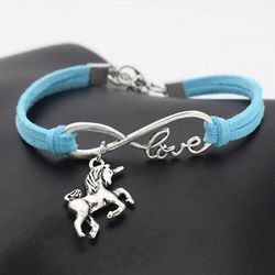 Girls Blue Unicorn Bracelet