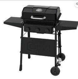Expert Grill 3-Burner Propane Gas Grill with Wheels and Side Shelves, Black