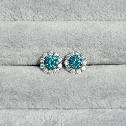 Blue Topaz & White Sapphire Earrings