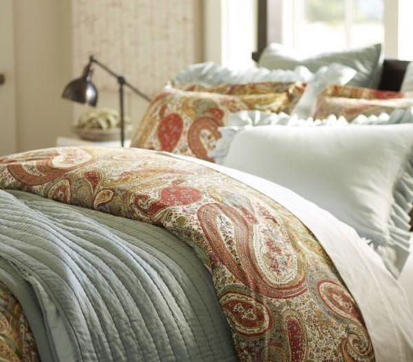 Pottery Barn Full Queen Duvet Cover Harper Paisley 2 Std Shams