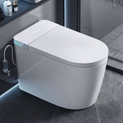 27.5‘’ Modern White Smart Bidet Toilet with Heated Seat, Auto Flush, Remote Control and Vortex Wash