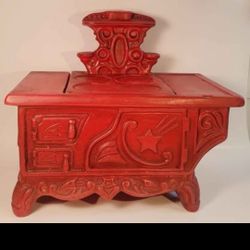 1950's Twin Winton Ceramic Brick Red Wood Stove Oven Cookie Jar