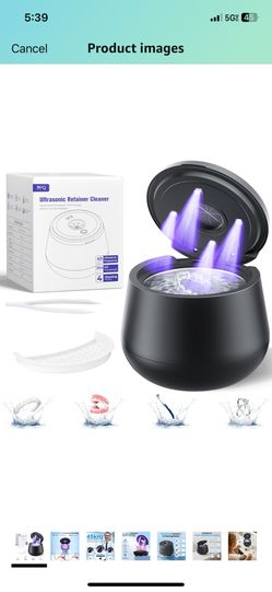 45kHz Ultrasonic Retainer Cleaner, 200ML Dental Cleaning Pod for Dentures, Mouth Guards, Braces, Aligner, Toothbrush Jewelry and More, UV Denture Clea