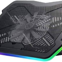 198】Laptop Cooler Stand Laptop Cooling Fan RGB Laptop Cooling Pad with LED Gaming Laptop Cooler USB Fan Very Stable Silent Laptop Stand Compatible Up 