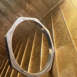 Sterling Silver 925 Octagonal Bangle Bracelet Vtg