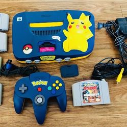 Nintendo 64 N64 Pokemon Pikachu Edition Console With Pokémon Stadium And More