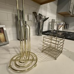 Gold Kitchen Accessories (Napkin And Utensil Holder)