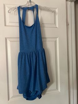 Halara Blue Racerback Romper with Flowy Skirt