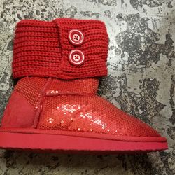 NWT Red Sequinced Slip on Boots