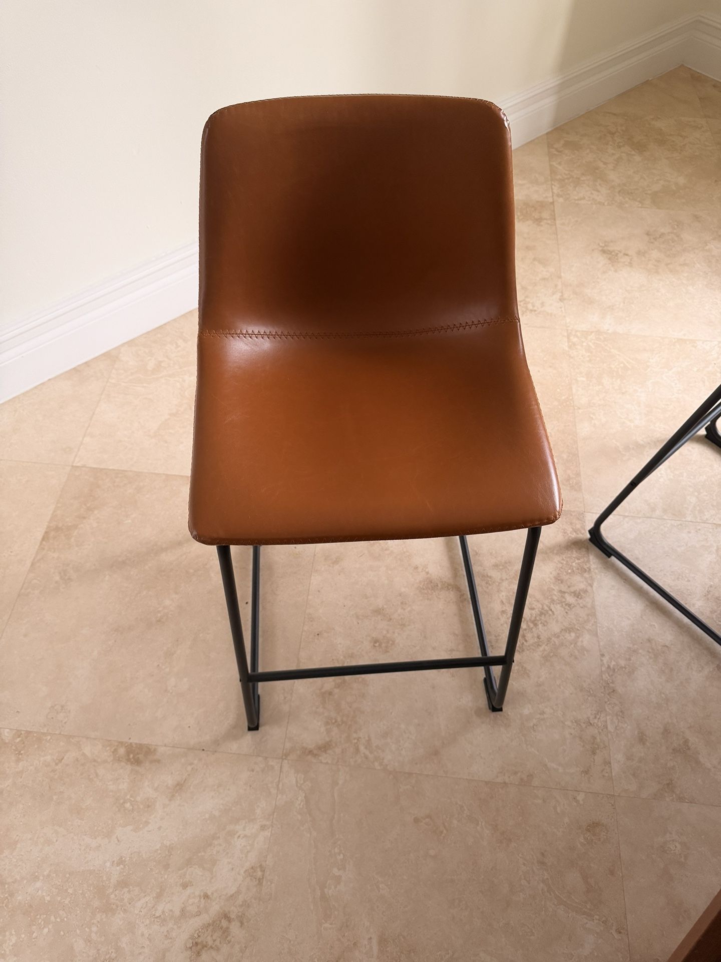 Set Of 4 Leather Barstools