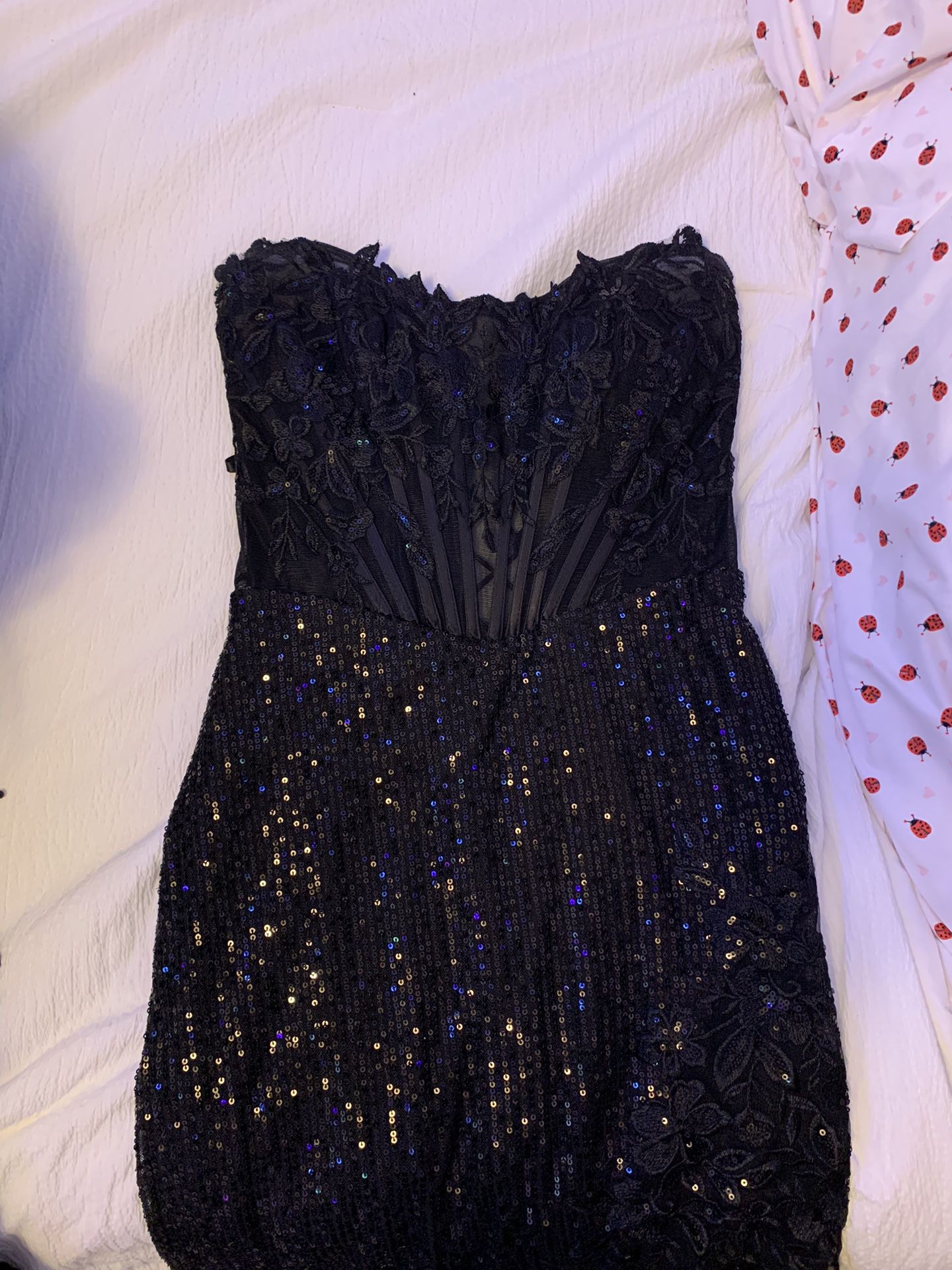 Black Shiny Sequence Prom Dress
