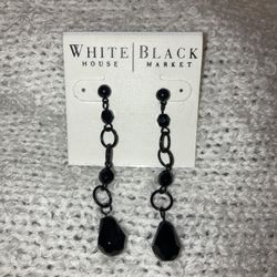 NWT White House Black Market Black Beaded Teardrop Earrings