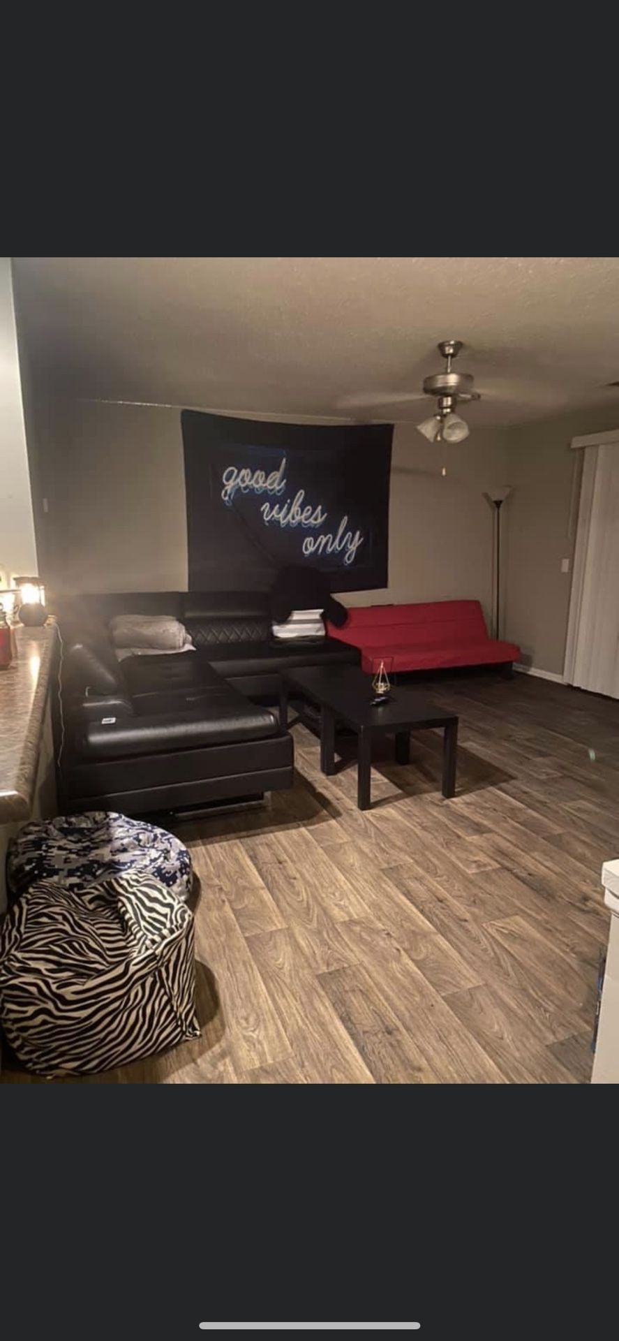 Black Leather Adjustable Sectional