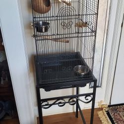 Bird Cage With Stand And Accessories 