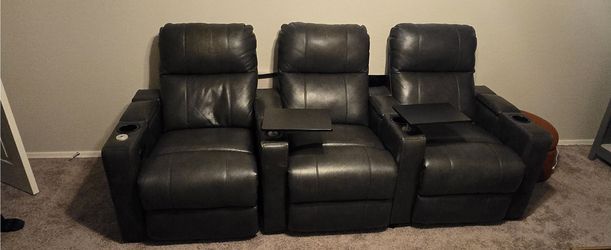 3-Piece Leather Reclining Theater Seats! 🖤