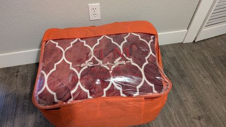 Wine Color Geometric Comforter King Size