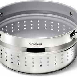 Caraway Steamer - Stainless Steel Steamer with Handles - Non Stick, Non Toxic Coating - Steam Veggies, Seafood, and More 