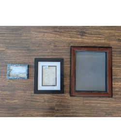 Lot of 3 Picture Frames Black Brown Wood Minimalist