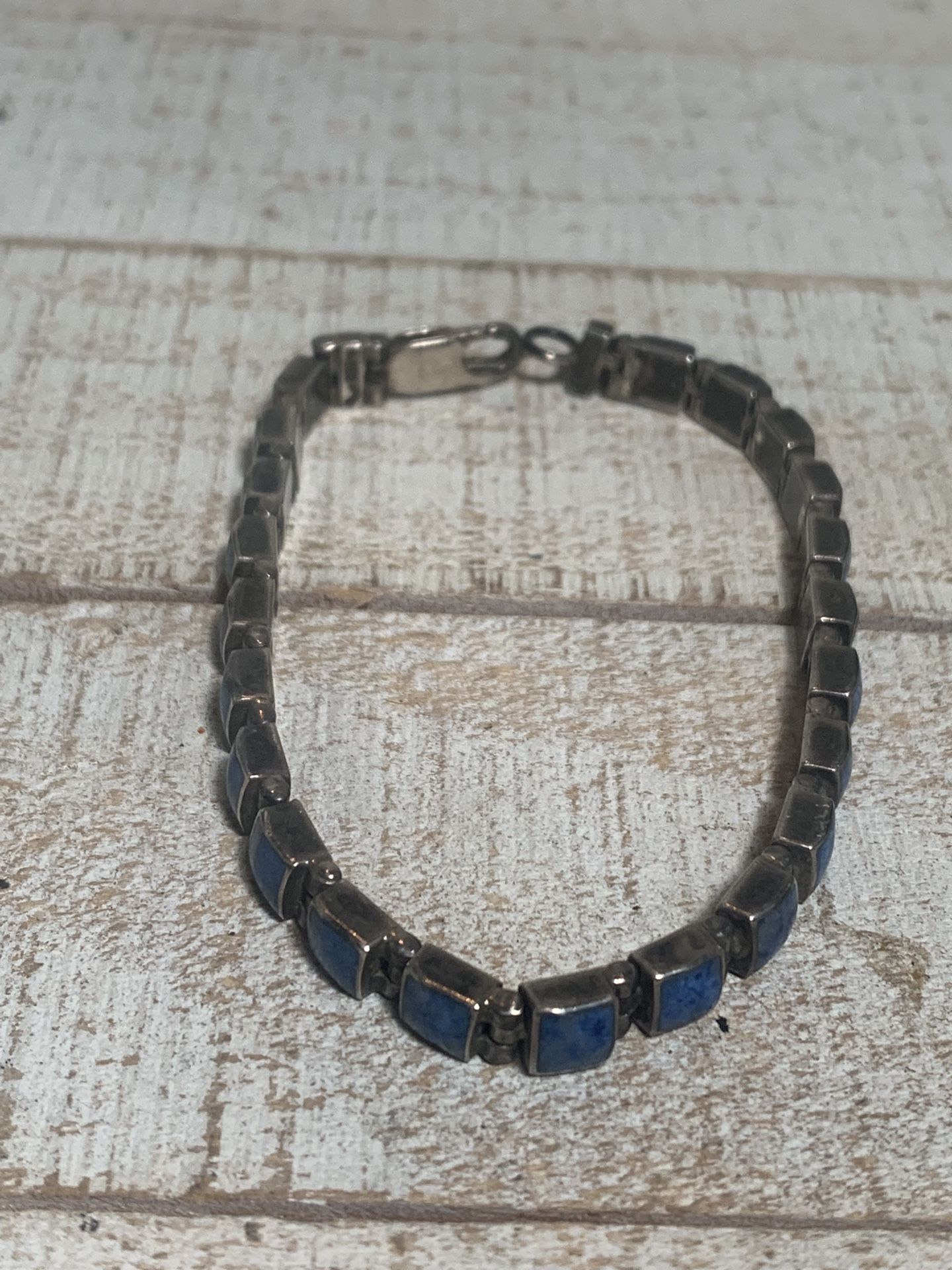 Sterling 925 Silver Blue Turquoise Hinged Bracelet