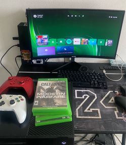 Xbox One With 2 Controllers, Cables & Games