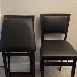 Pemberly Row 24” Pad Back Wood Folding Counter Stool In Espresso 