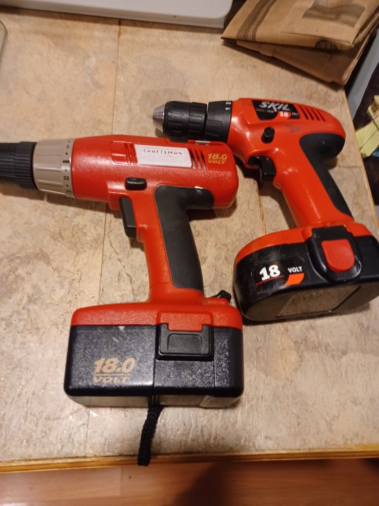 Pair Of 18 Volt Cordless Drill Drivers (Craftsman & Skil)