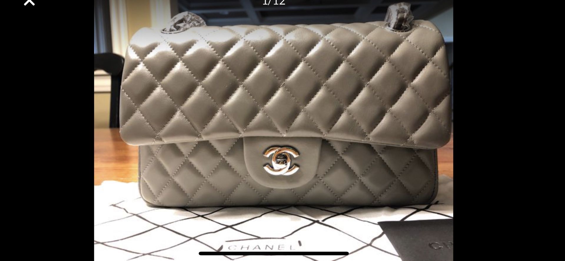 Chanel Lambskin Caviar Medium size Light Gray Bag