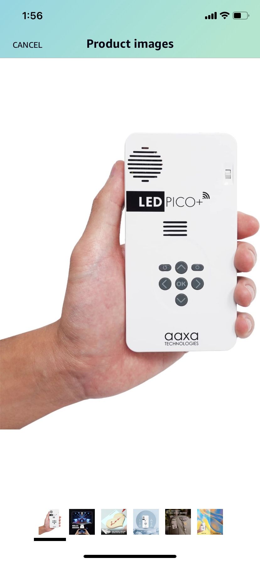 AAXA LED Pico+ Mini Projector with 2 Hour Battery, Wireless Mirroring, Mini-HDMI, Onboard Media Player & Speakers, 3.5mm Aux Out, Micro SD/USB Readers