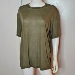 The Frankie Shop Olive Green Short Sleeve Crewneck Womens Oversized Tee Size M