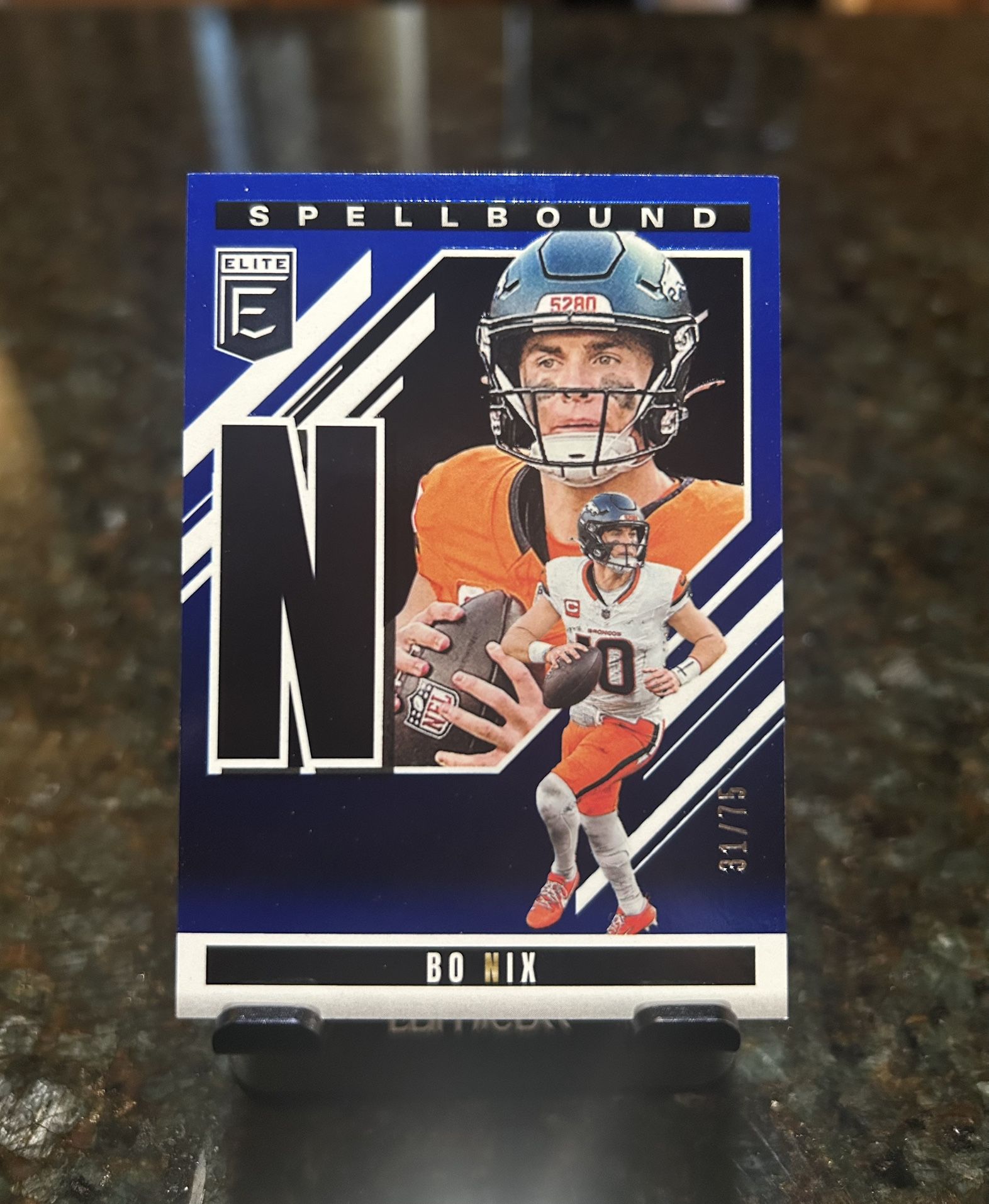 2025 Donruss Elite Bo Nix Spellbound “N” /75