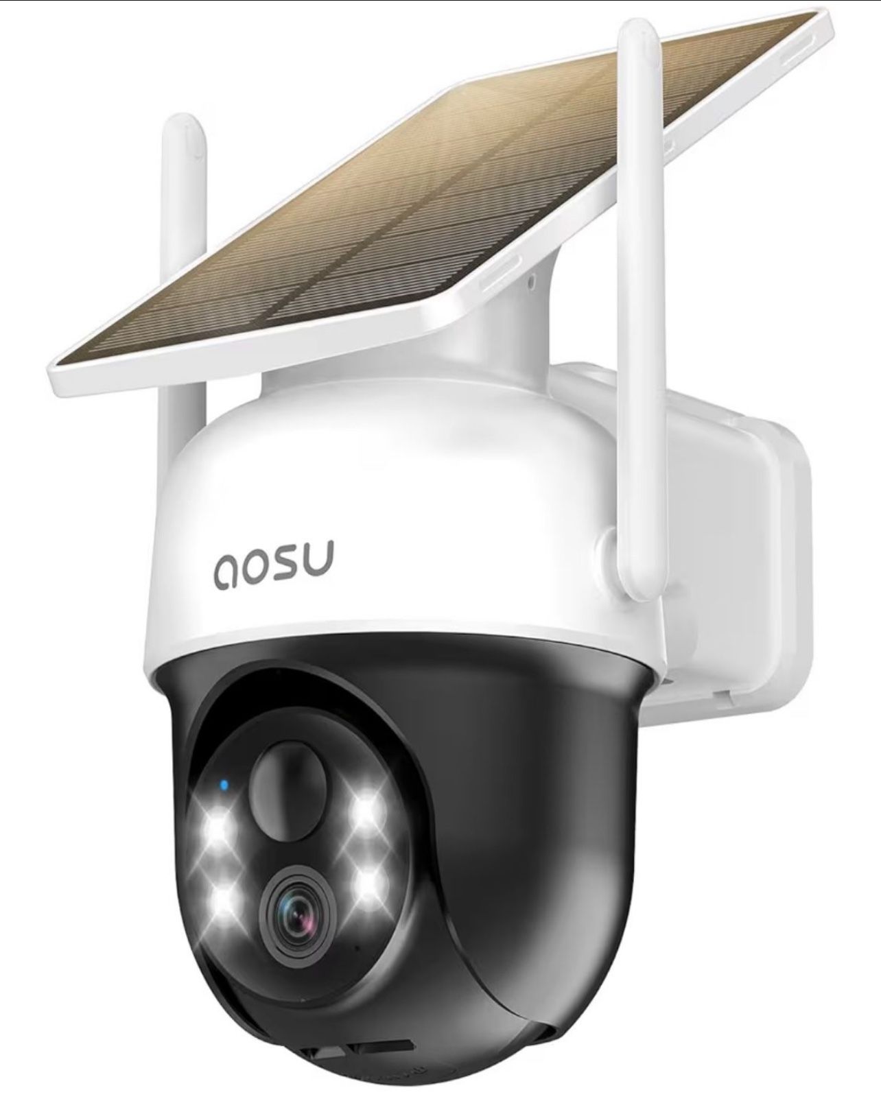 AOSU Solar Camera Security Outdoor - 100% Wire-Free Security Cameras Wireless Outdoor for Home Surveillance with Fixed Solar Panel, 360° Panoramic Vie
