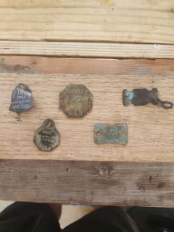 5 NJ Dog tags and rabies Vaccine tag
