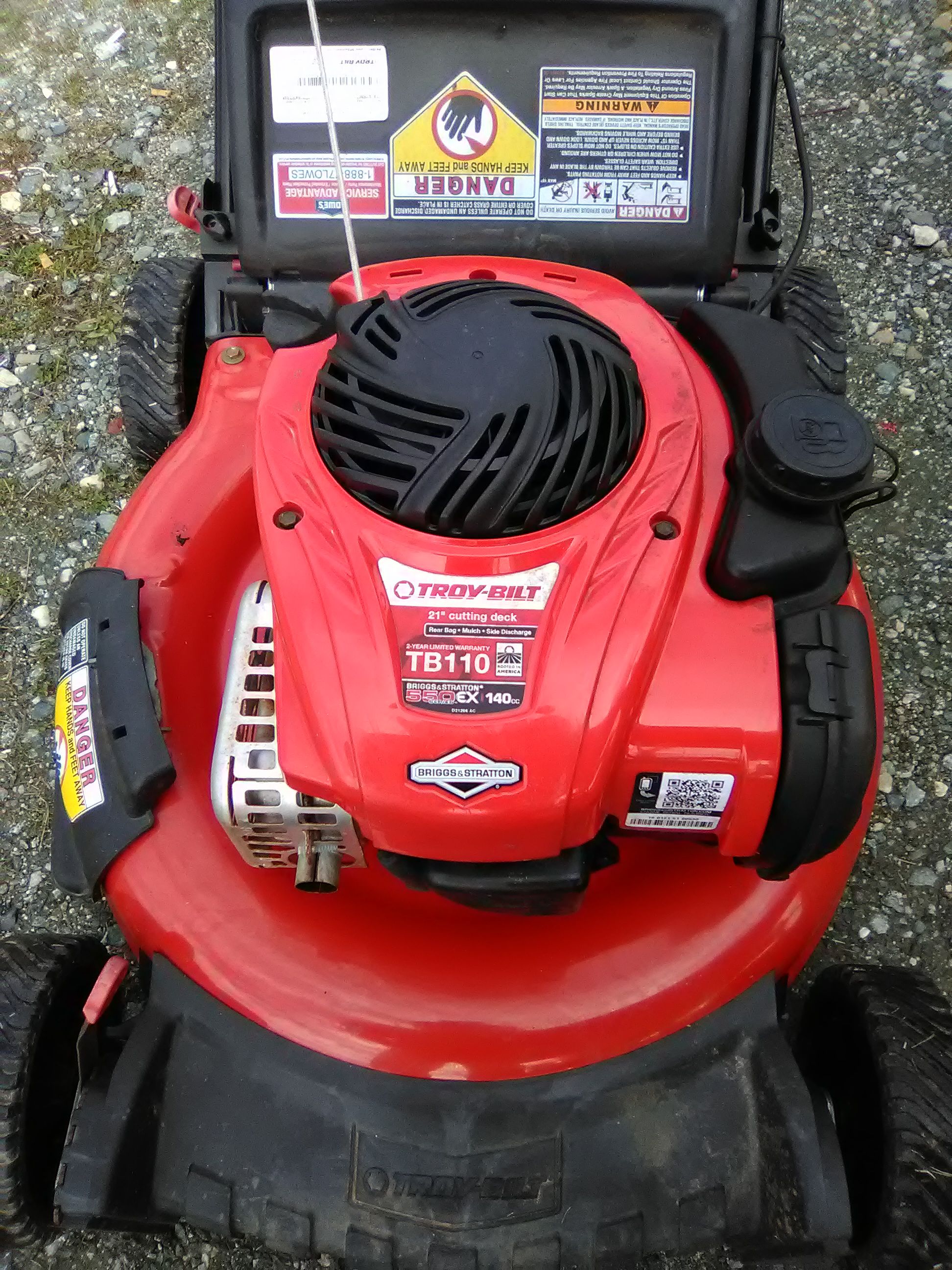 Troy-Bilt lawn mower with the bag