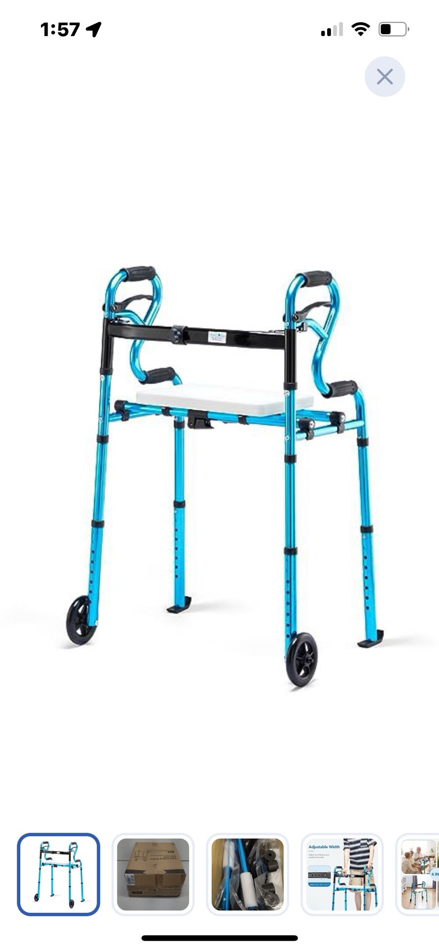 New 4 In 1 Folding Walker W/wheels&detachable Seat(350lb Limit)retail$119”Make Offer”