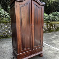 Vintage Solid Wood Dome Top Armoire Cabinet