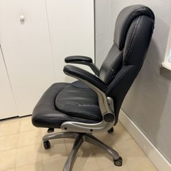 Ergonomic High-Back Office Chair with Flip-Up Arms and Lumbar Support, 29.5"D x 27.5"W x 44.75"H, Black